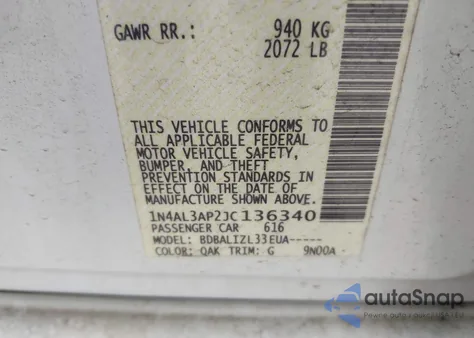 2018 Nissan Altima 2.5 Sv из США, поврежденный, VIN 1N4AL3AP2JC136340